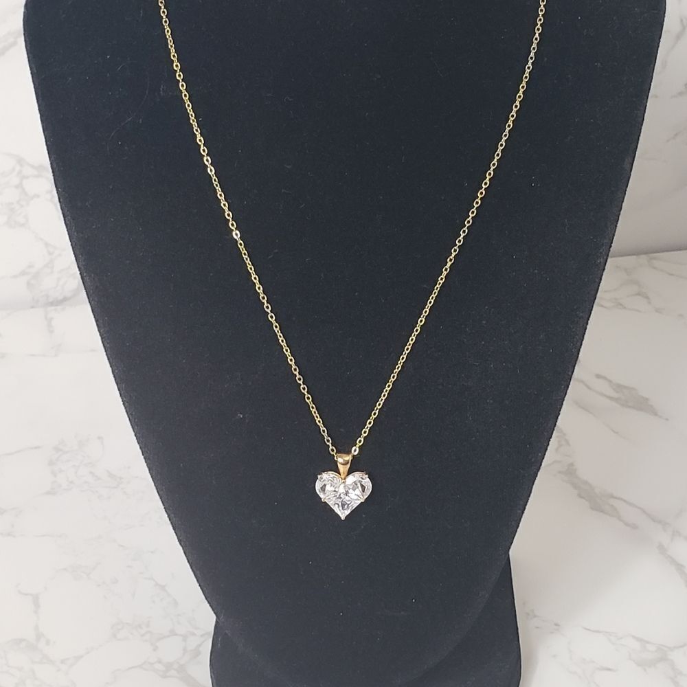 GOLDTONE Crystal Heart Pendant Necklace